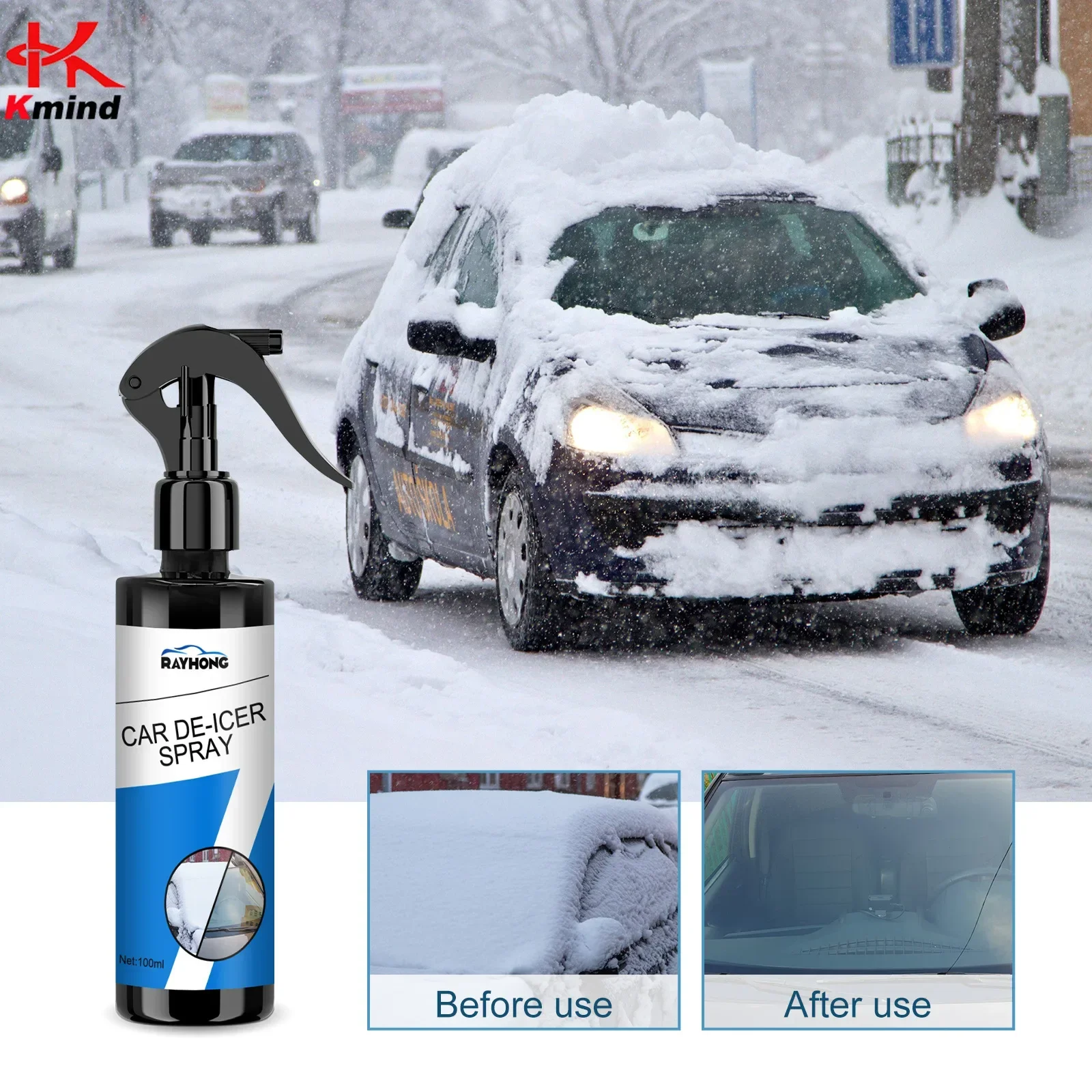 KMIND Car Snow Removal Spray Car Windscreen Window Fast Defrosting Snow Melt Ice Spray Magic