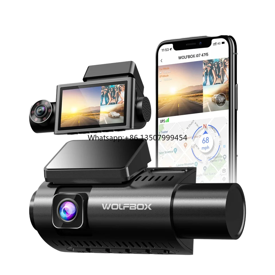 I07 3 Lens Channel Front Inside Rear 4k Wifi Gps Car Dvr Video Camera Dashcam Dash Cam