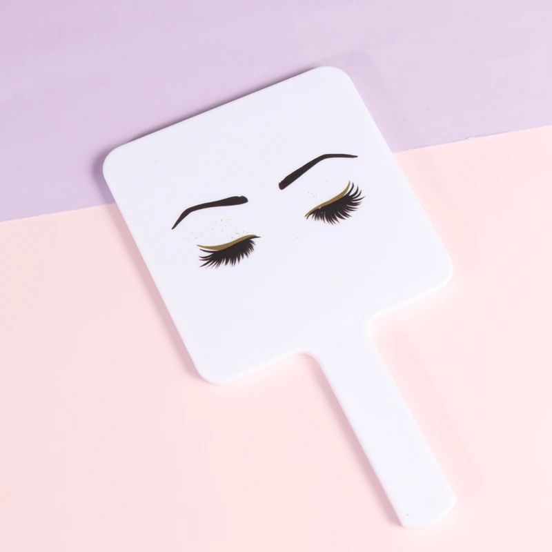 Free Eyelash Handheld Makeup Mirror Square Makeup Vanity Mirror with Handle Hand Mirror SPA Salon Compact Mirrors