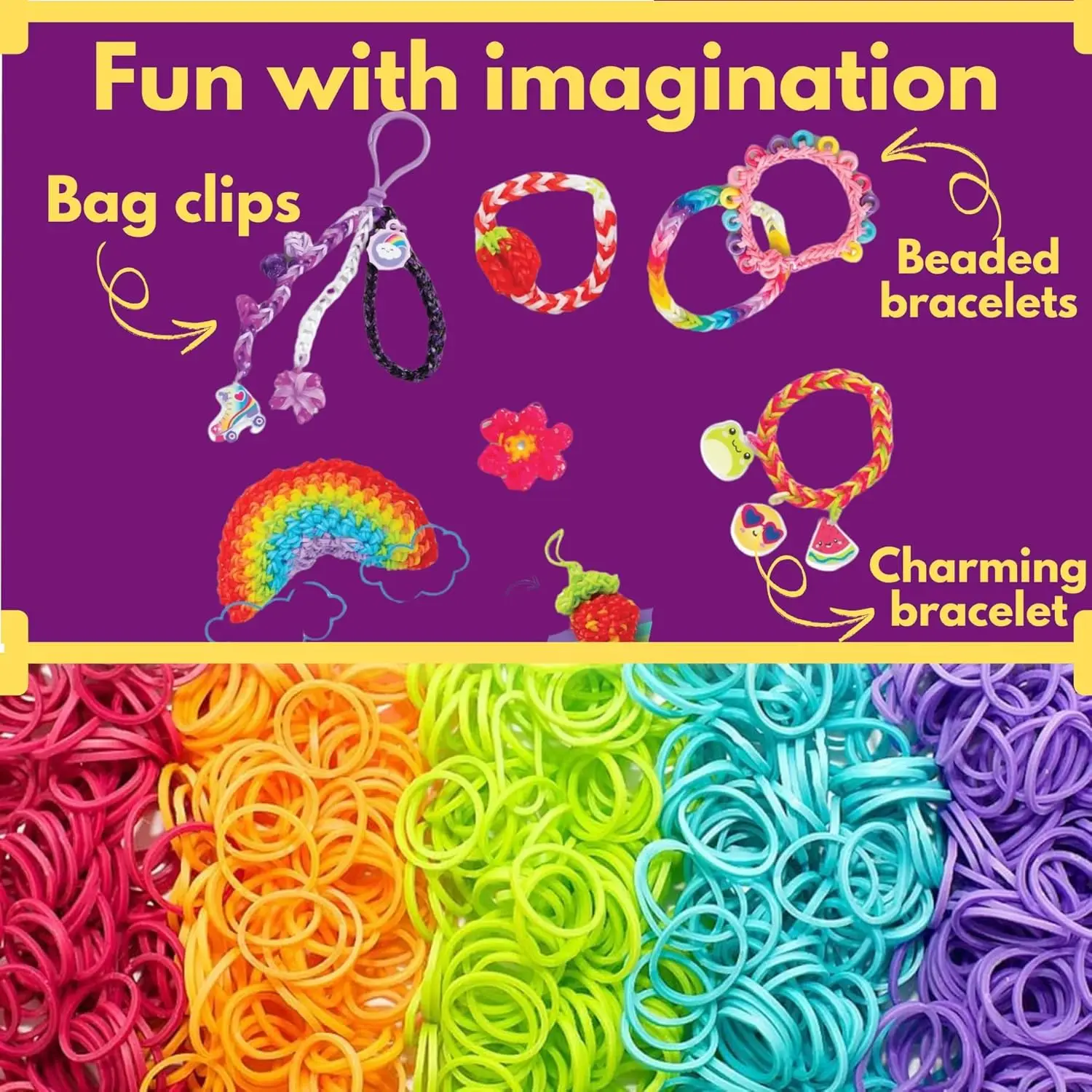 15000+ rubberen band armband kit, Loom bands levendige kleuren met opbergdoos, DIY vriendschapsarmband maken kit kerstcadeau