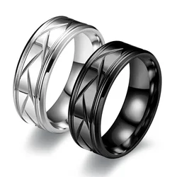 Anillo de acero inoxidable para hombre y mujer, sortija multifacetada de Color plateado y negro, ideal para regalo de aniversario