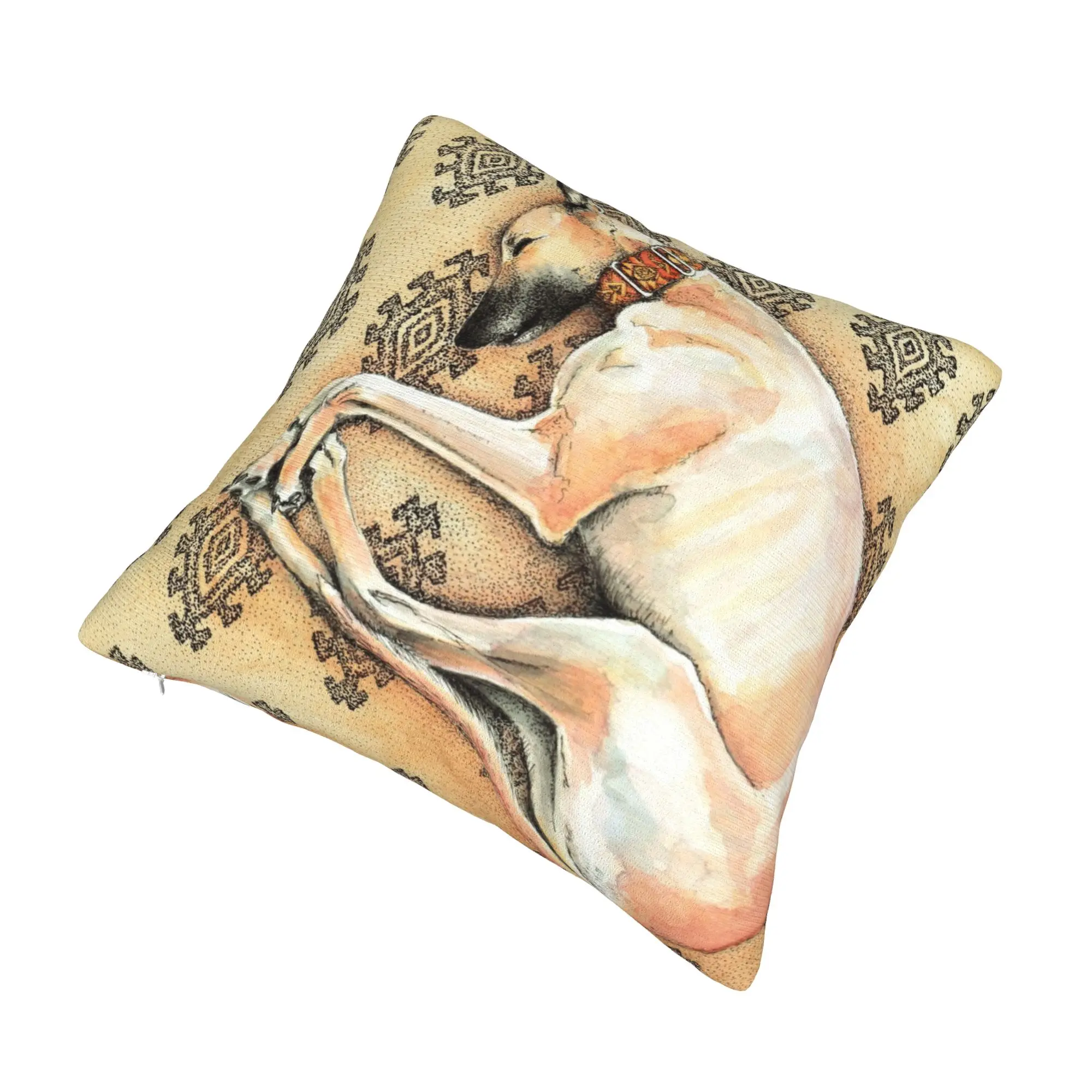 Sleeping Greyhound Cushion Cover 45x45cm Whippet Sihthound Dog Soft Luxury Pillow Case for Sofa