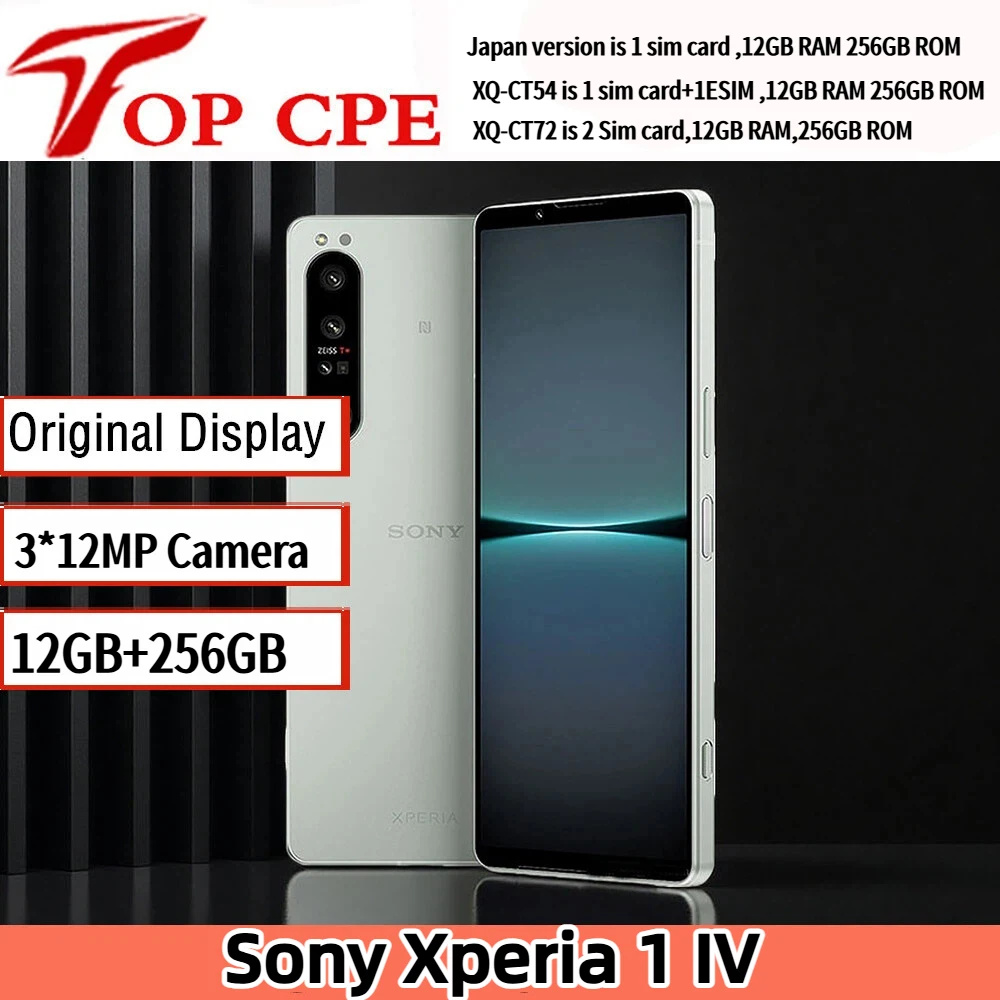 Teléfono móvil usado Sony Xperia 1 IV 5G JP XQ-CT54 XQ-CT74 original desbloqueado, 3*12MP, 12GB+256GB, Octa-core, con huella dactilar.