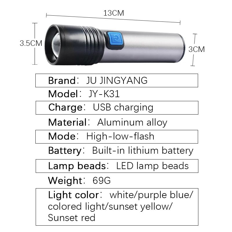 Small Flashlight Mini Student Night Lighting Flashlight Usb Rechargeable Home Outdoor Led Flashlight