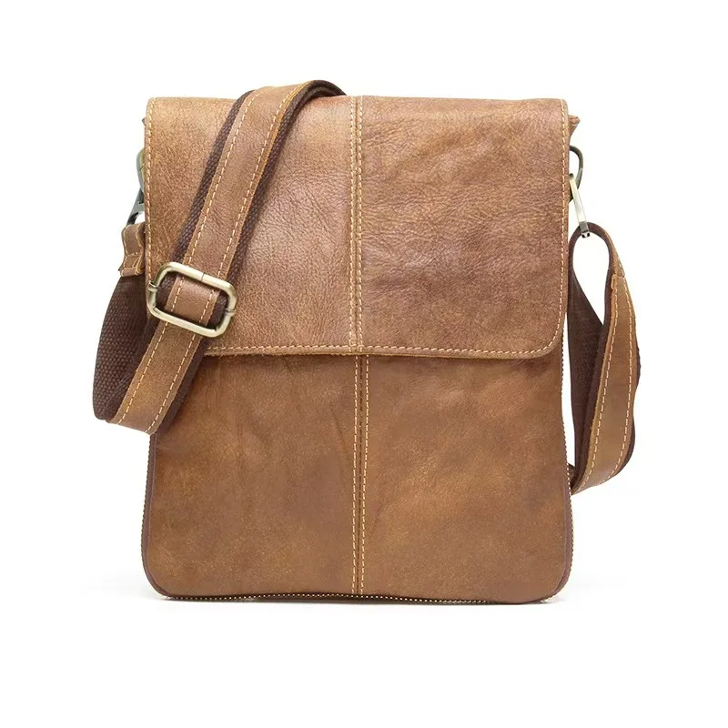 2027 New Luxury Men's Handbags Cow Genuine Leather Male Vintage Shoulder Bag Real Natural Leather Crossbody Bags Messenger Bags