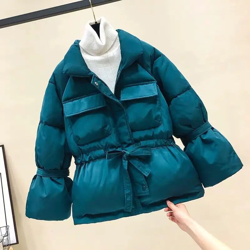 Reflective Coat Puffer Woman Aesthetic Korean Style Jacket Female Winter New Parka Down Clothes Jackets Coats Women's Clothing