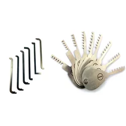 6pcs Tension Wrench Tool with 9pcs Locksmith Hand Tool for Home Door Lock