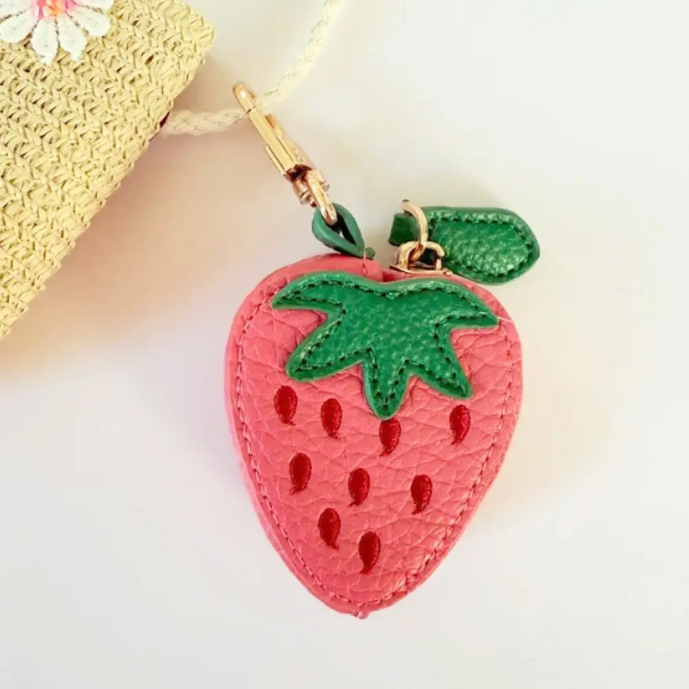 2026 Mini Cherry Fruit Shape Coin Purse Portable Strawberry Blueberry Peach Lemon Cute PU Leather Pouch Wallet Pendant Key Chain view 6