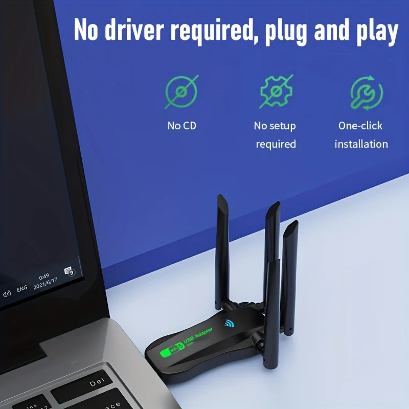 BT+WIFI wireless network card, wireless USB network card, 2-in-1 4.2+dual band WIFI 1300M, plug and play without driver