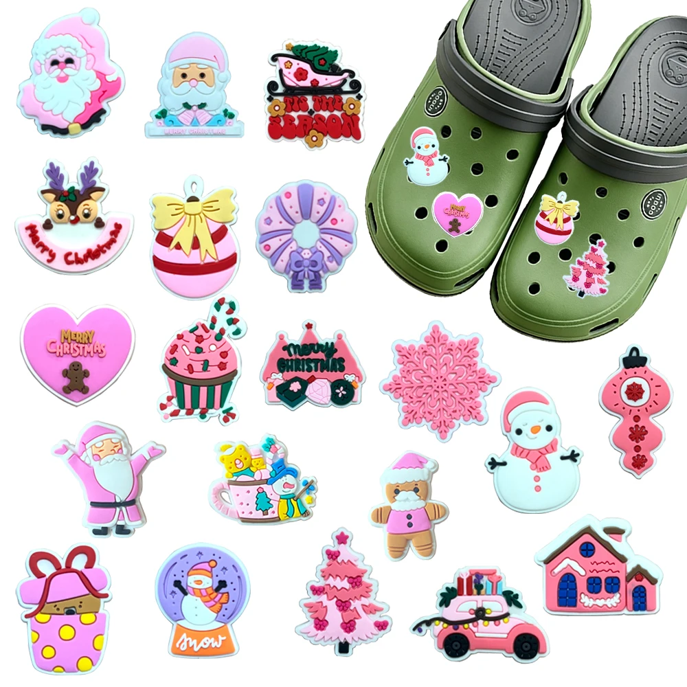 1-100pcs Cartoon Christmas Santa Claus Snowman Series PVC Shoe Charms Accessories DIY Detachable Waterproof Fashion Buckle Gifts