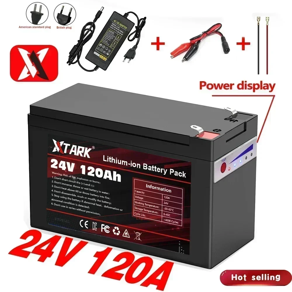 24V 120Ah ชาร์จ 18650 แบตเตอรี่ลิเธียมไอออน, สําหรับหลอดไฟ LED ไฟฟ้าพลังงานแสงอาทิตย์เก็บแบตเตอรี่ Li-Ion + 29.4V 2A Charger