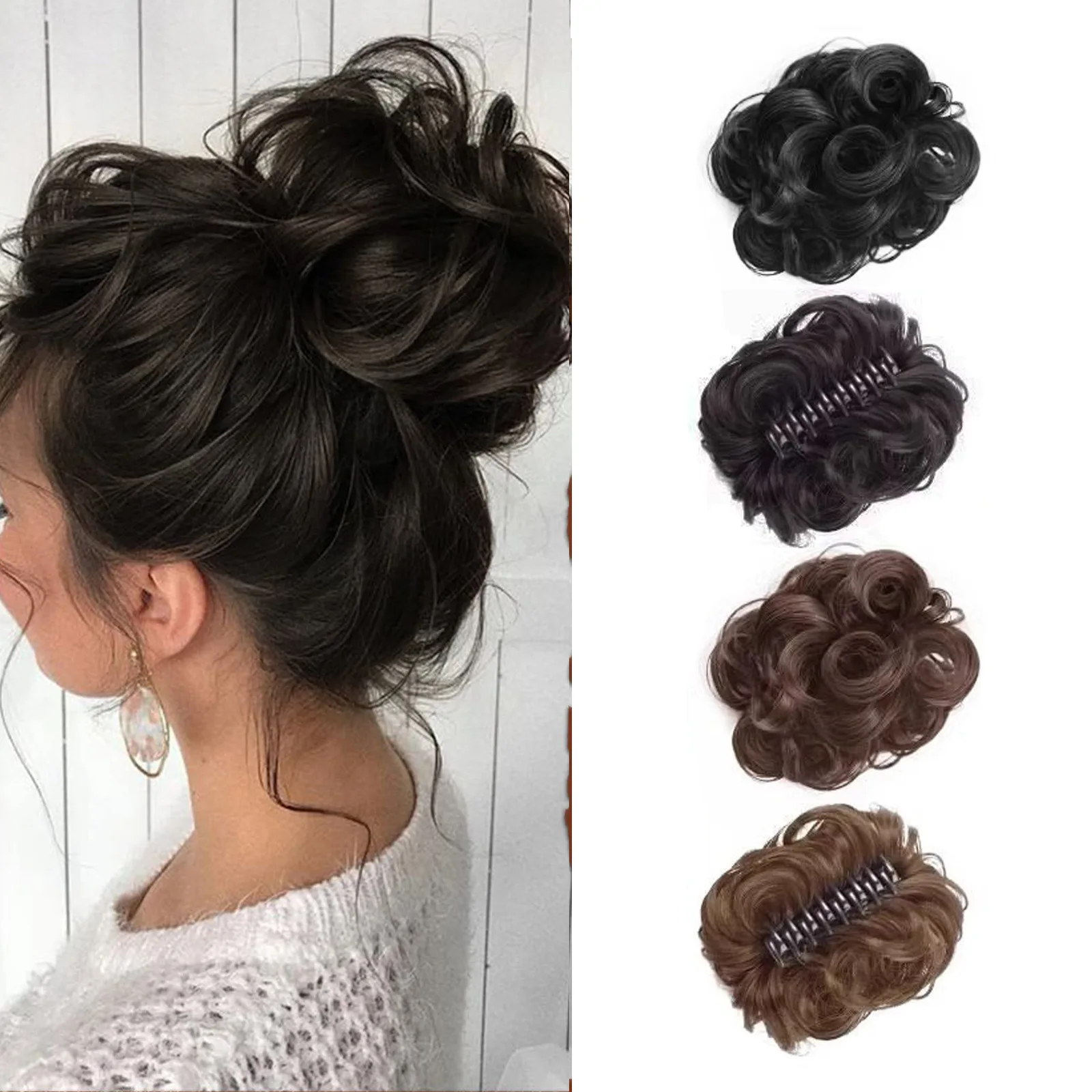 Cross border European and American meatball head female simulation disc hair grabbing clip curly hair loop fluffy natural meatball contracting grabbing clip wig