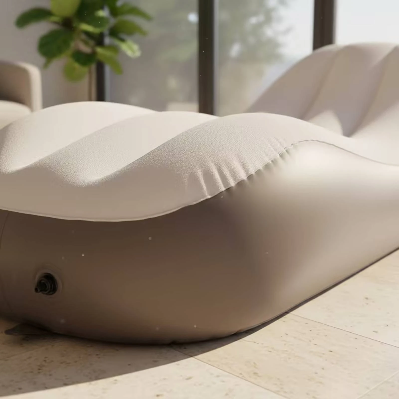 

Wave Lounge Sofa Curved Inflatable Lounge Sofa Portable Air Couch Supportive Design Outdoor Furniture Easy to Clean