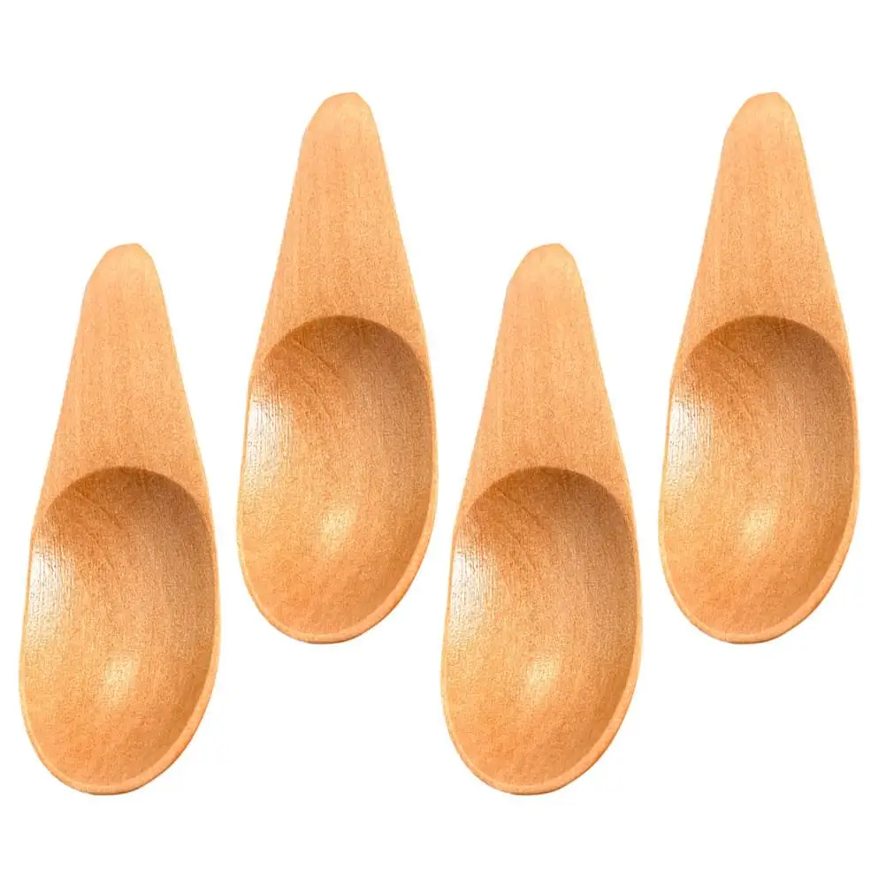 

4 Pcs Milk Spoons 6 5x2 5CM Mini Wooden Teaspoons Practical Kitchen Scoops Salt Tools