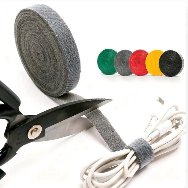 1/3/5/8/10pcs Wide 1cm Data Cable Storage and Organization Artifact, Wire Fixing,  Tape Tie, Computer Desktop Winding
