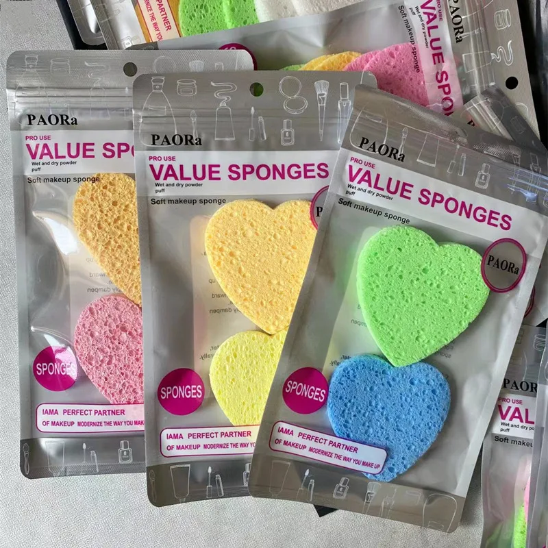 2/4/5/6pc 7/8/9cm rosto redondo removedor de maquiagem ferramenta natural polpa de madeira esponja celulose compressa cosméticos puff esponja de lavagem facial