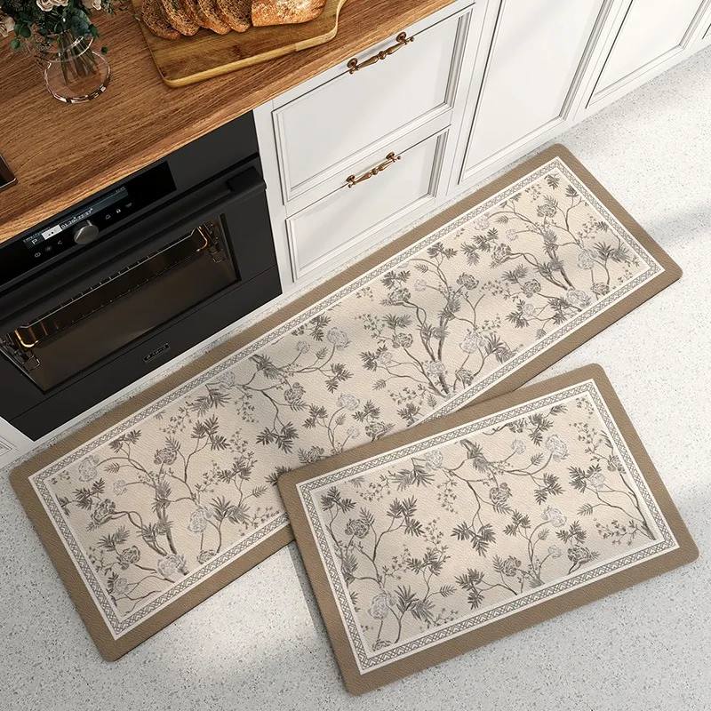 

Long Rug Retro Print Kitchen Decorative Floor Mat Home Pvc Leather Waterproof Carpet Dirt-resistant Non-slip Foot Mats Ковер 러그