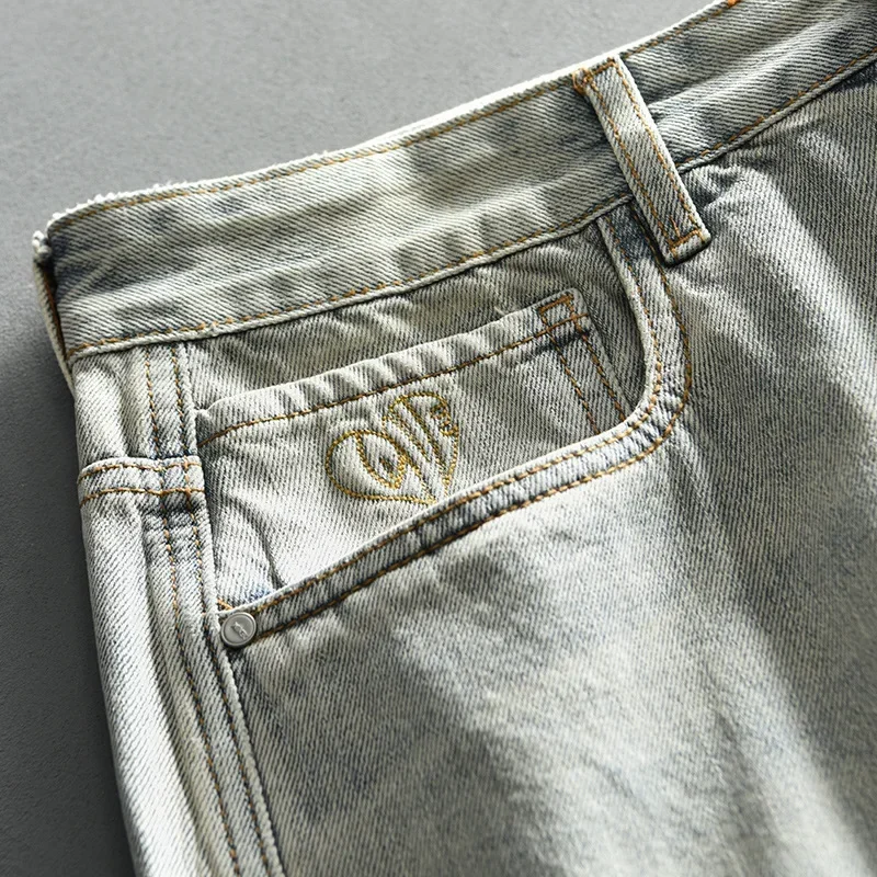 Spring New MensJeans High Street Y2k Baggy Jeans Mid-waist Washed Vintage Blue Jeans Youth Streetwear Fashion Men's Denim Pants