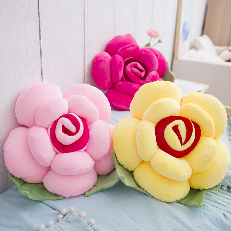 Roses Throw Pillow Cushion Flower Cute Plush Toy Cartoon Creative Gift Backrest Sofa Car Decorative Pillows Homeflower Pillow