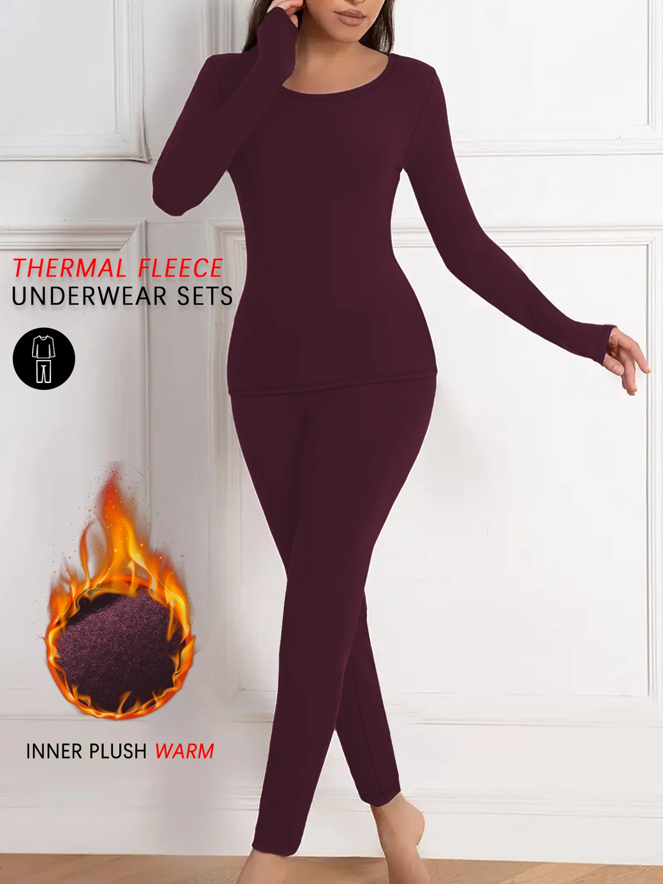 Ensembles de vêtements de détente d'hiver pour femmes – Sous-vêtements super doux avec doublure en polaire thermique et ensembles de pyjama doublés pour temps froid.