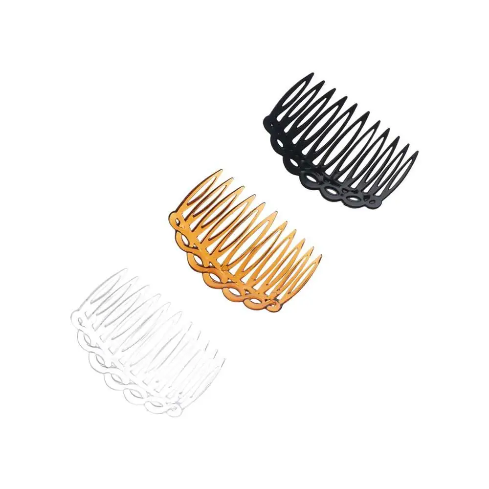 Portable 11 Teeth Simple Hair Clip Combs Straight Teeth Versatile Inserted Combs French Plastic Vintage Weaving Hairpins Girls