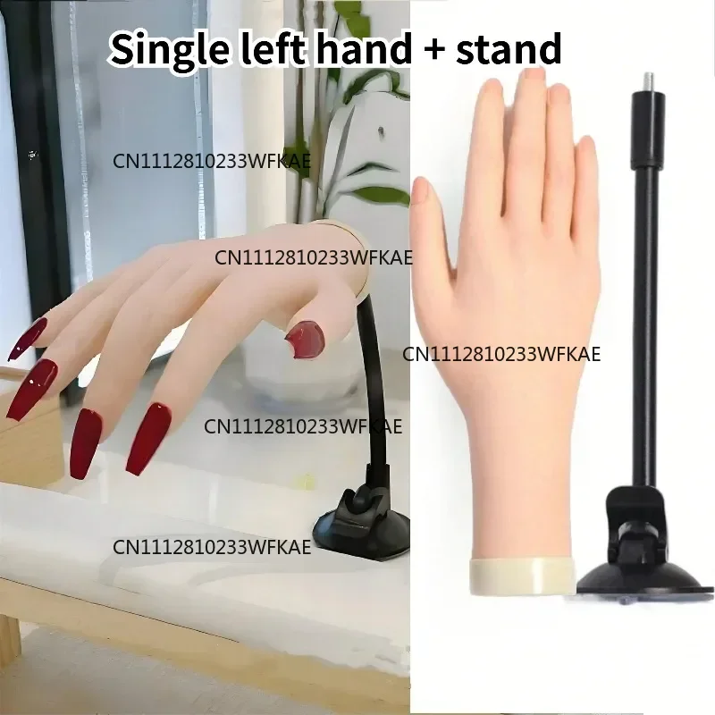 Flexible Silicone Nail Practice Hand Bendable Fake Hand Model for Acrylic Gel Nail Art Training Beginners Salon Home Use