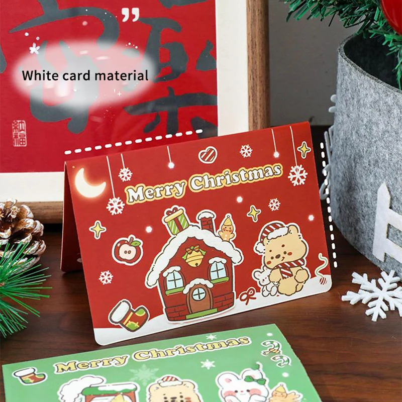 Cute Christmas 3D Greeting Card Cartoon Christmas Blessing Message Small Card Creative Birthday Card Holiday Postcard Gifts