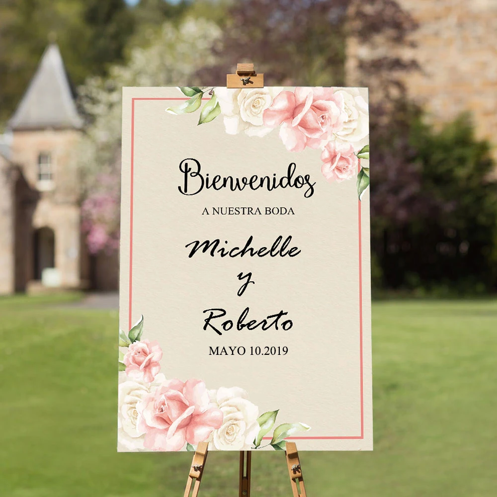 

Welcome Poster and Print Personalized Wedding Decoration Names Custom Wall Picture for Wedding Engagement Party Canvas Painting