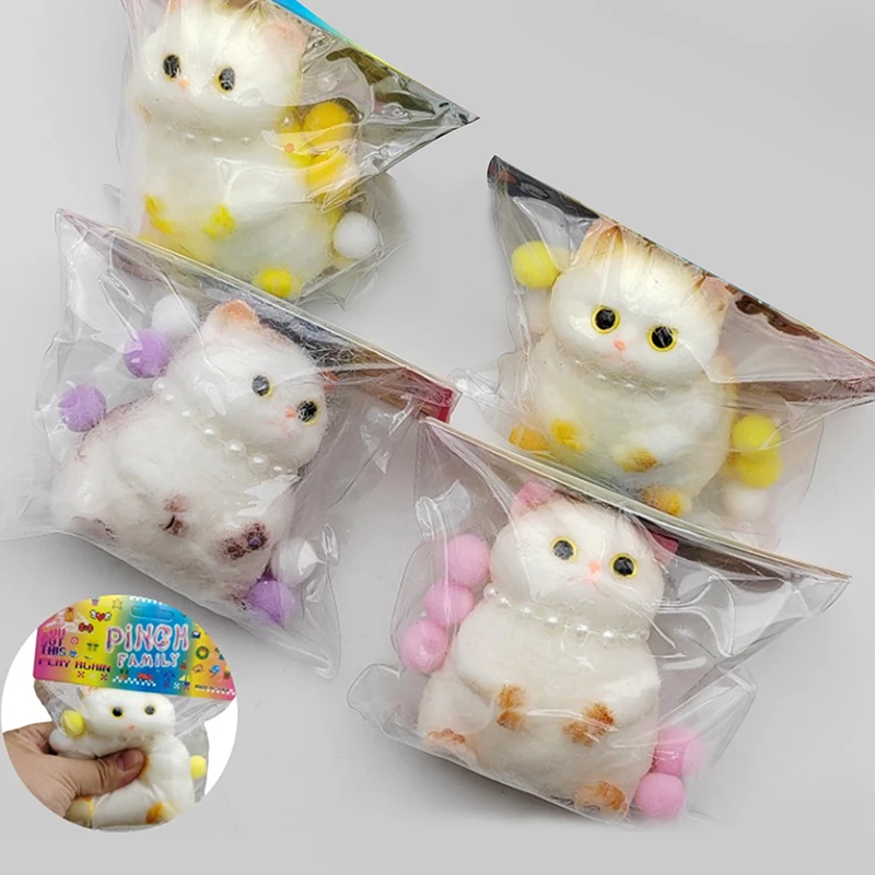 Schattige TPR grote kattenknijppop, 3D knijpspeelgoed voor stressverlichten, schattig groot katje knijpgereedschap voor ontspanning.