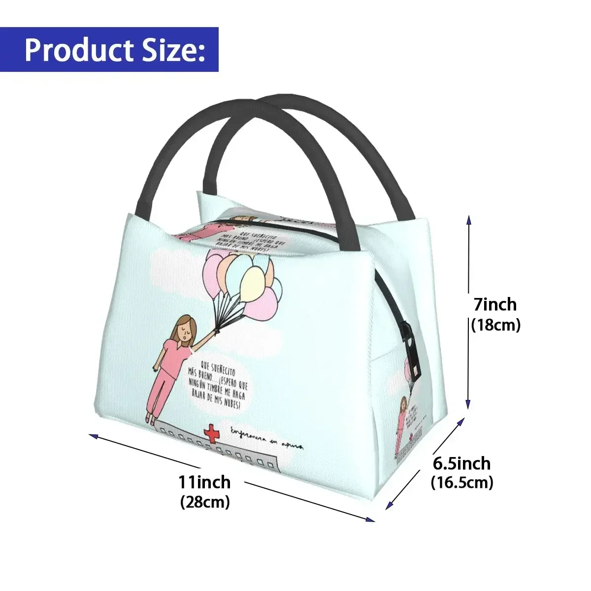 Unnamed Lunch Bag For Women Enfermera En Apuros Doctor Nurse Medical Lunch Box School Cooler Bag Convenient Thermal Lunch Bags