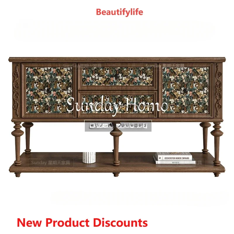 

S American carved painted chest cabinet living room large capacity locker living room entrance cabinet