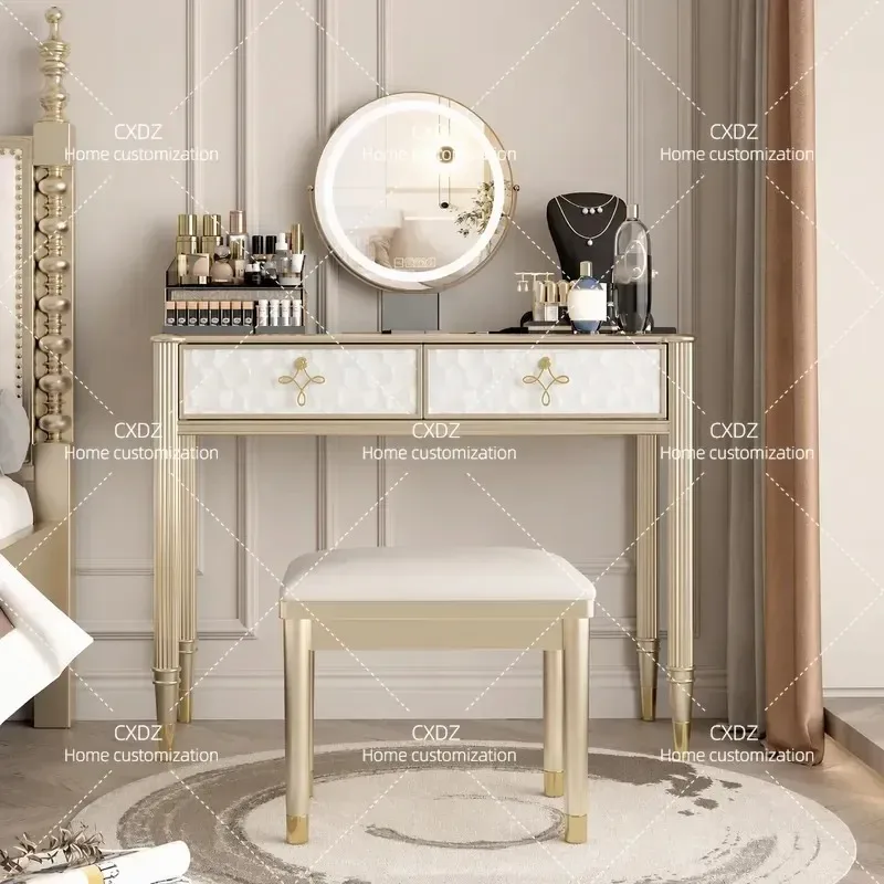 Solid wood dresser small apartment bedroom makeup table American light luxury premium shell makeup table dressing table