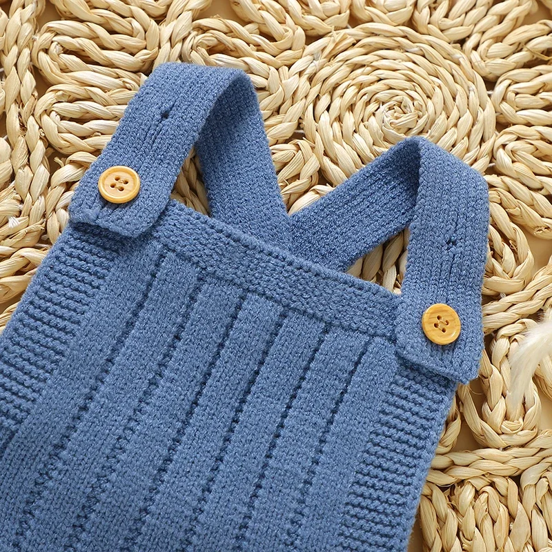 Baby Romper Knitted Infant Boy Girl Jumpsuit Sleeveless Newborn Kid Sling Clothes Hat 2PCS 0-18M Overalls Fashion Solid Playsuit