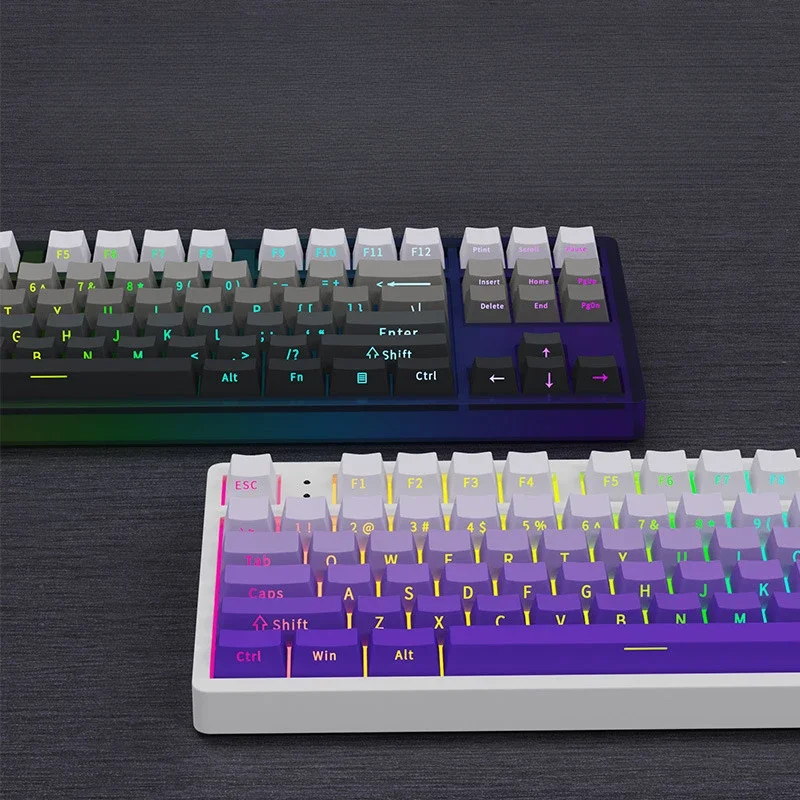 

MK870 dark fragrance purple gas Donglai dust matcha blush gradual change side engraving light transmission mechanical keyboard k