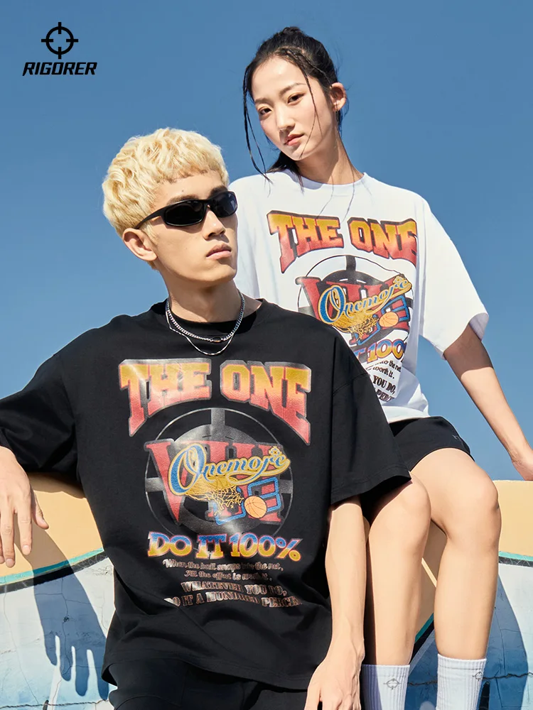 

Летние хлопковые спортивные топы унисекс с короткими рукавами RIGORER для пар | Свободные повседневные футболки для мужчин и женщин