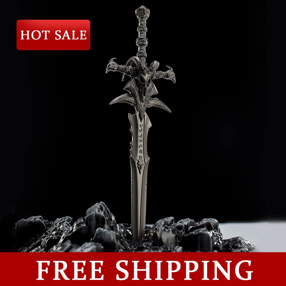 14CM World of Warcraft Frostmourne permainan pinggiran penuh senjata logam ornamen Arthas Menethil pedang koleksi mainan anak laki-laki