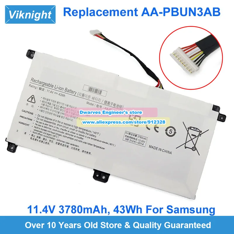 Group 11.4V 3780mAh 43Wh Batterie AA-PBUN3AB Charge Pour Samsung NT501R NT500R5L 300E4M 300E5K 8500GM NT501R5L NT760Xpun