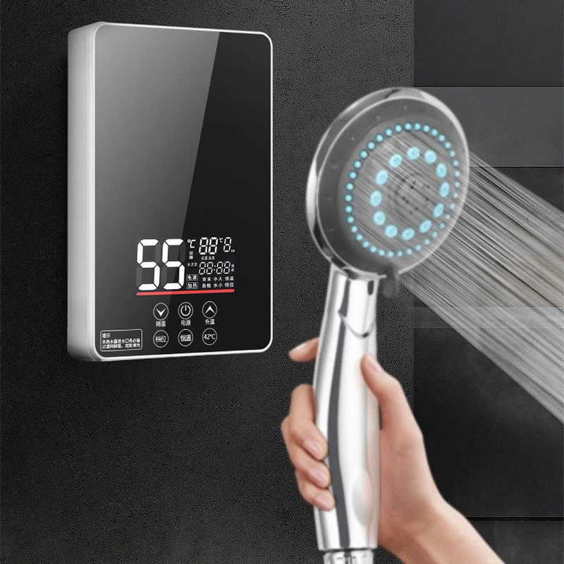 6KW Electric Water Heaters Instant Heating 3-second Hot Shower for Home Use One-button Startup Temperature Setting Hot Water