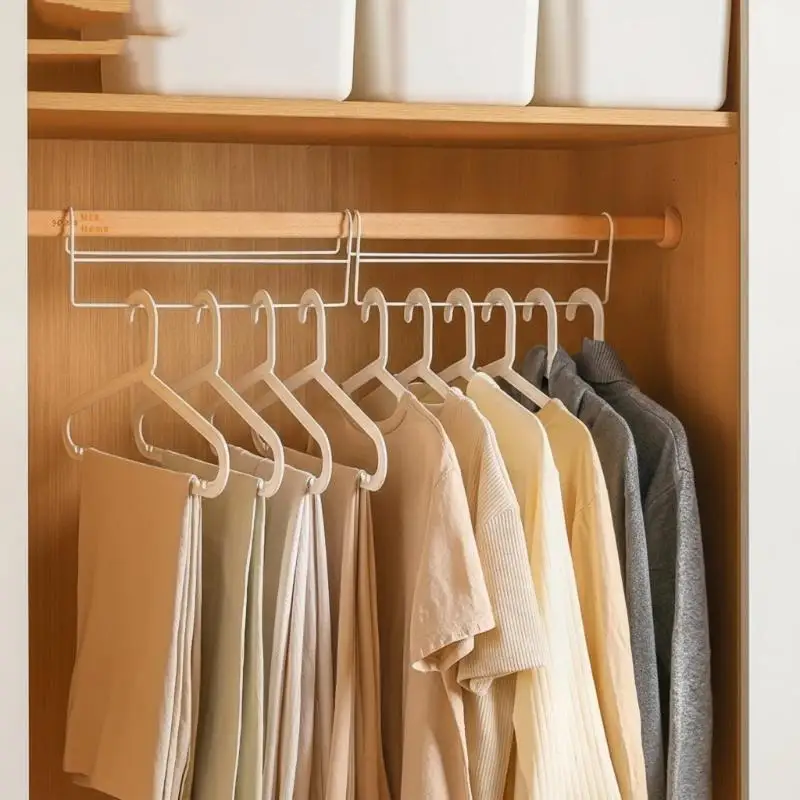 Space Saving Metal Iron Closet Hanger Organizer High Low Staggered for Bedroom Dorm Wardrobe Clothes Storage