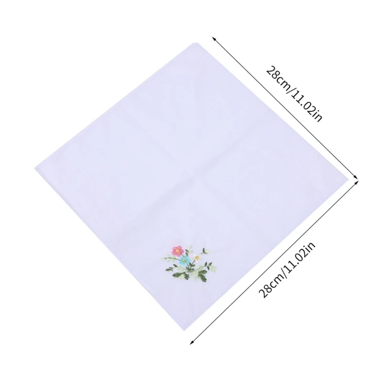 3pcs/set Practical Handkerchiefs Woman Washable Embroidery Flower Hankie Handkerchiefs for Adult Traveling Shopping