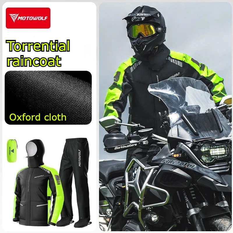 

Motowolf Reflective Motorcycle Rain Jacket Waterproof Cycling Hiking Raincoat Lightweight Commuting Motorcycle Rainwear for Men