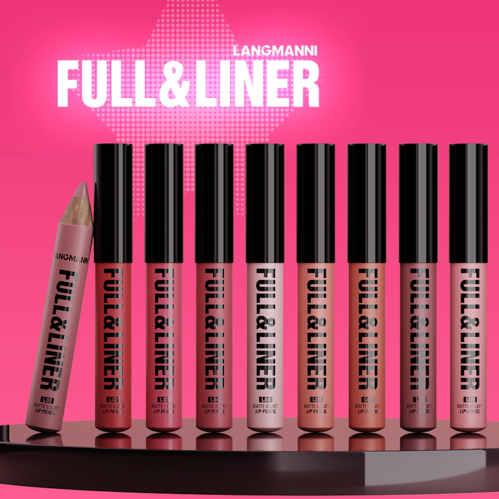 Matte Lip Liner, Lipstick, Wooden Pen Can Be Cut, Lip Liner Lasts for A Long Time,Does Not Stick To The Cup,Does Not Fade