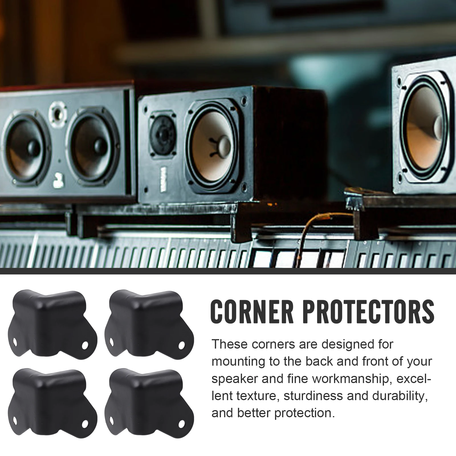 

20 Pcs Black Iron Speaker Corner Cover Anti Collision Protective Guard for Furniture Cabinet Table Child Safety
