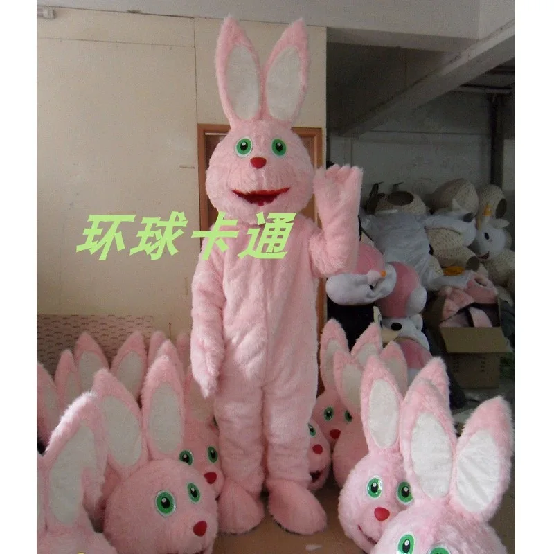 New Adult Hot Sale Pink Hare Easter Bunny Rabbit Cartoon Mascot Costume Plush Christmas Fancy Dress Halloween Mascot Costume