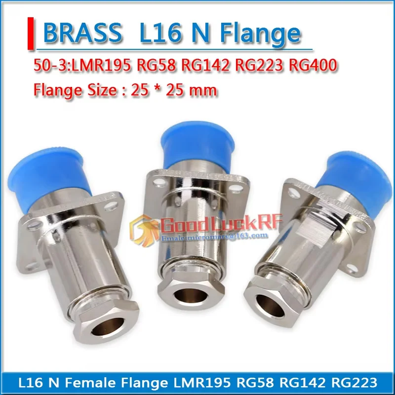 

L16 N Female 4 hole Flange Panel Chassis Mount Clamp LMR195 RG58 RG142 RG5 RG6 RG304 LMR400 RG8 RG213 RG165 RF Coaxial Adapters