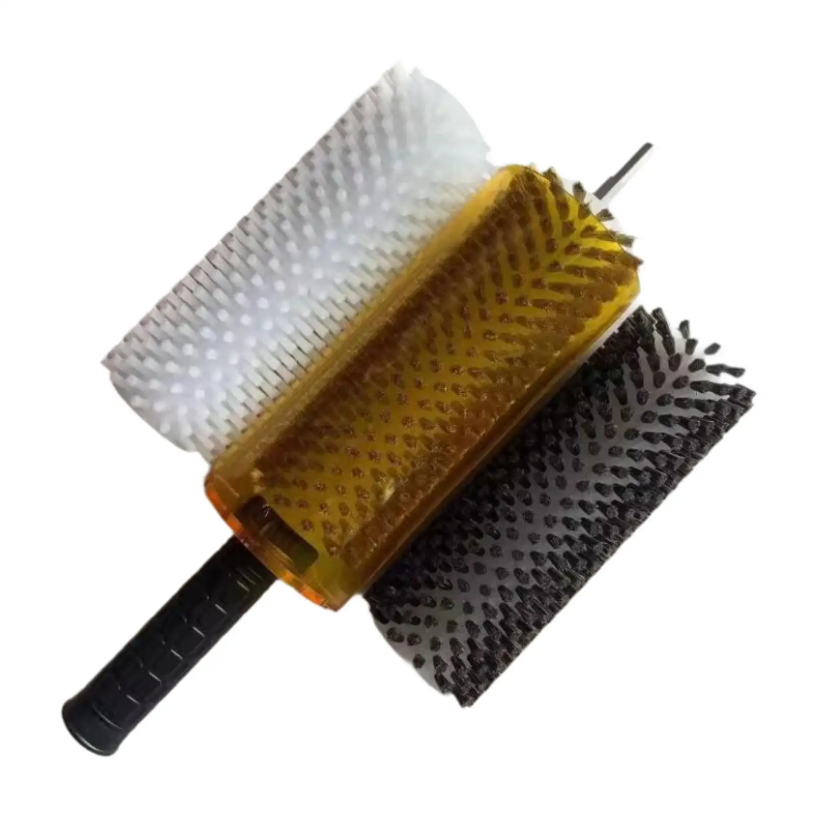 Ski Waxing Brush Set, escova rotativa com tampa do punho do eixo, Nylon Brass Horsehair, escovas de cera eficientes