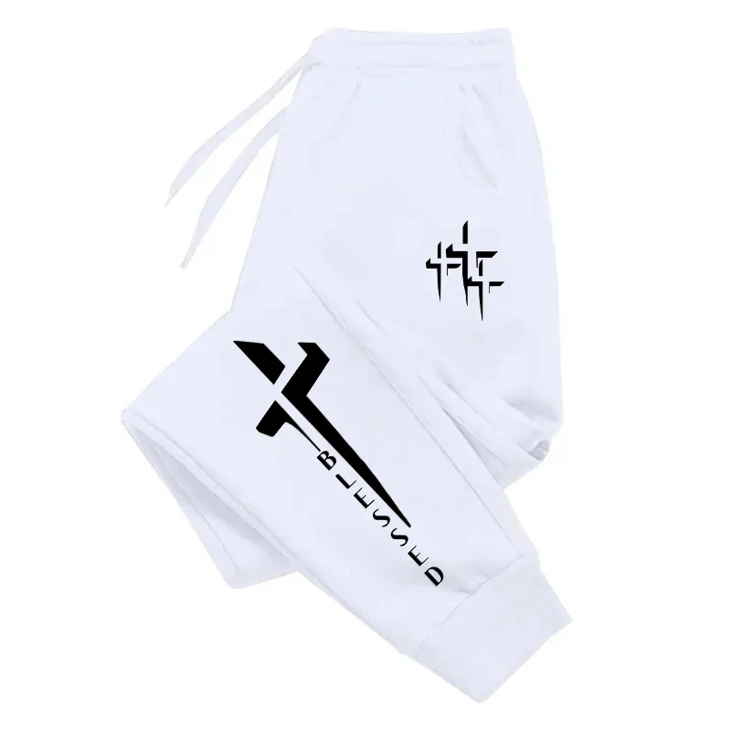 Blessed Cross Print Men's Sweatpants All Season Daily Casual Sports Fashion Jogging Pants Home Outdoor Comfort Soft Trousers - Image 2