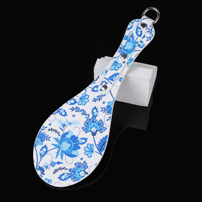 

27.5CM Blue and White Pattern PU Leather Horse Whip for Equestrianism Horse Riding Spank Bat
