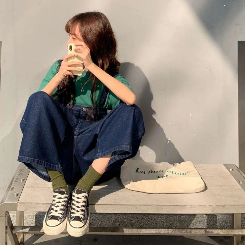 Women Jumpsuits Denim Harajuku Streetwear Young Versatile American Style Loose Soft Comfortable New Arrival Solid Fashion Chill