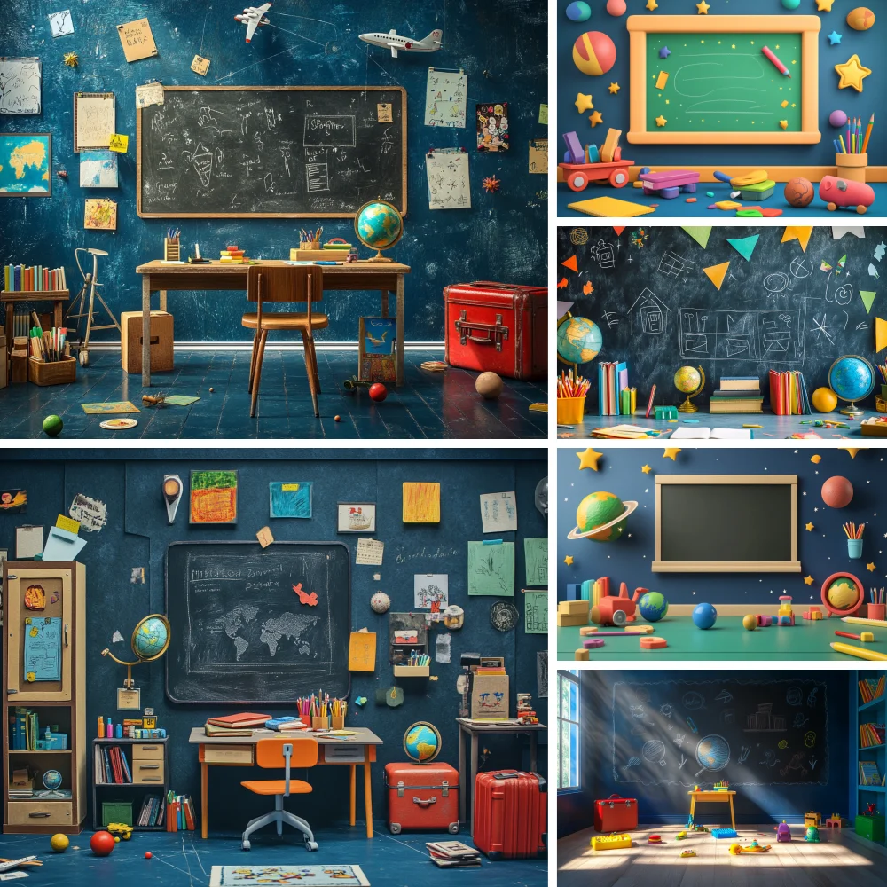 

Photography Background Back to School ABC Globe Pencil Book Children Birthday Portrait Decor Backdrop Photo Studio Prop